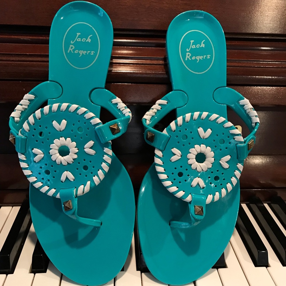 Turquoise Jack Rogers Jelly Flip Flops